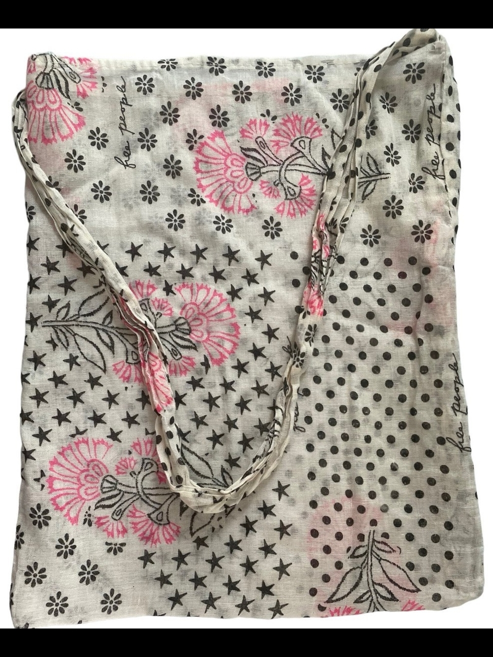 Free People Floral & Star Print Lightweight Tote Bag in White and Pink Bundle 2